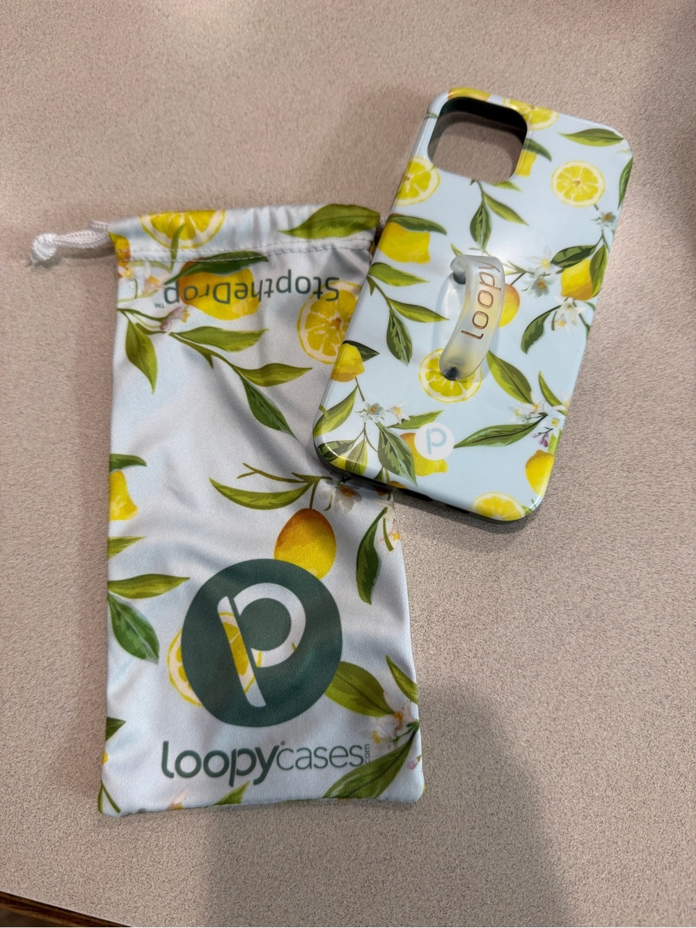 Loopy Case Lemon Print Phone Case with White, Yellow & Green